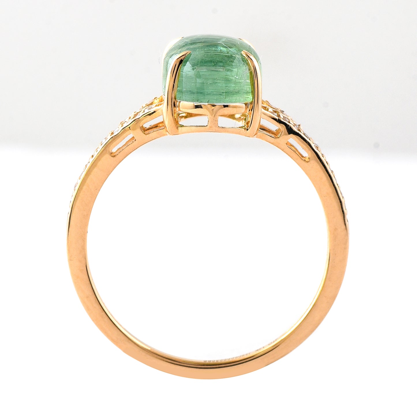2.95 Ct Oval Cabochon Cut Natural Tourmaline 14K Gold Ring