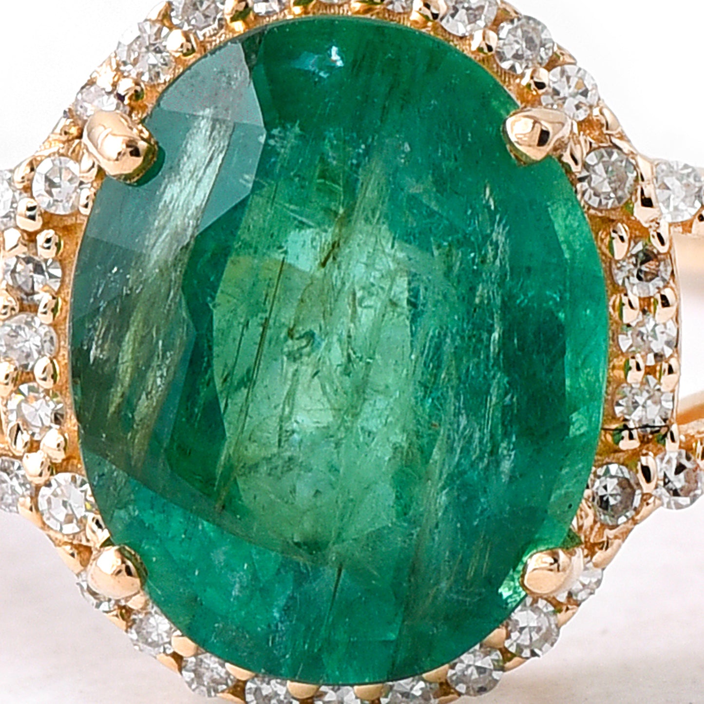 2.61 Ct Oval Mixed Cut Natural Emerald 14K Gold Ring