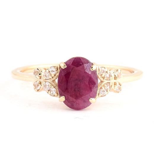 1.65 Ct Oval Ruby 14K Gold Ring