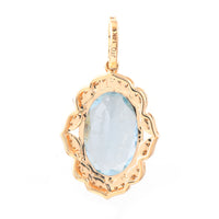 2.62 Ct Oval Mixed Cut Natural Aquamarine 14K Gold Pendant