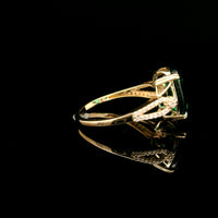 3.25 Ct Oval Mixed Cut Lab Grown Emerald 14K Gold Ring