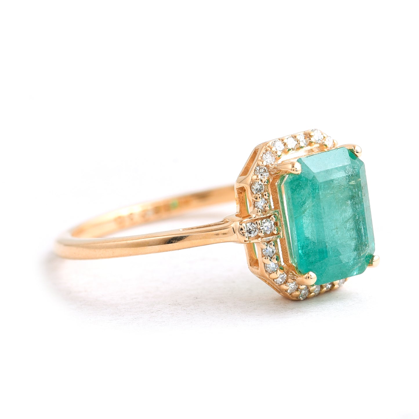 1.77 Ct Octagon Step Cut Natural Emerald 14K Gold Ring