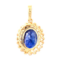 3.33 Ct Oval Mixed Cut Natural Sapphire 14K Gold Pendant