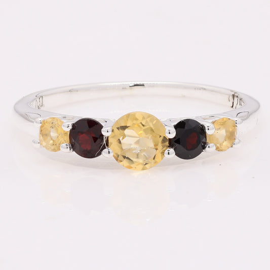 1.12 Ct Round Citrine 925 Silver Ring