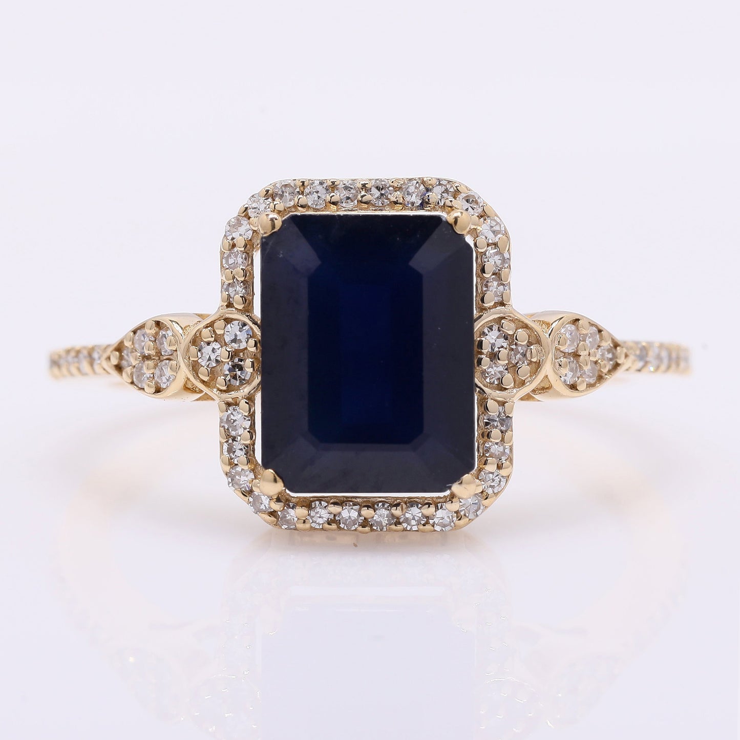 2.81 Ct Octagon Step Cut Natural Sapphire 14K Gold Ring