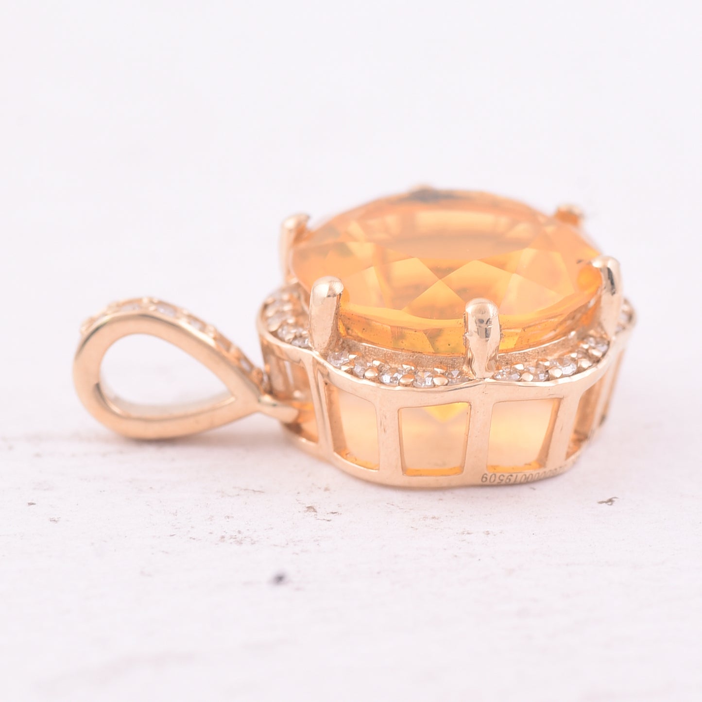 2.61 Ct Round Mixed Cut Natural Fire Opal 14K Gold Pendant