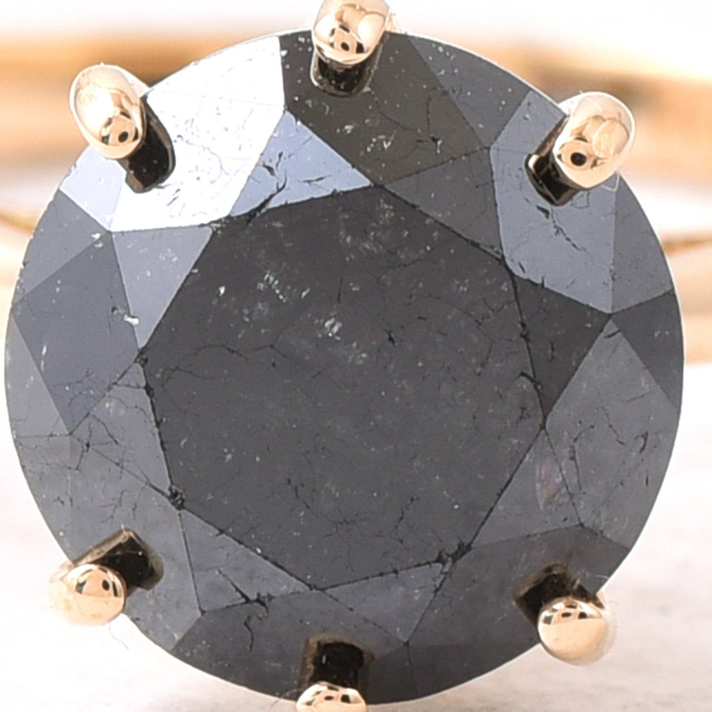 2.63 Ct Round Black Diamond 14K Gold Ring