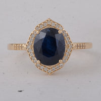 3.06 Ct Oval Sapphire 9K Gold Ring