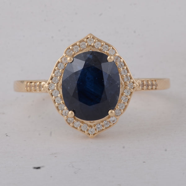 3.06 Ct Oval Sapphire 9K Gold Ring