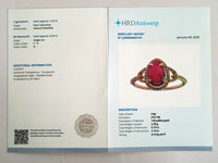 2.35 Ct Pear Cabochon Natural Rubellite 14K Gold Ring