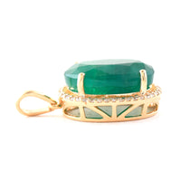 5.64 Ct Oval Mixed Cut Natural Emerald 14K Gold Pendant
