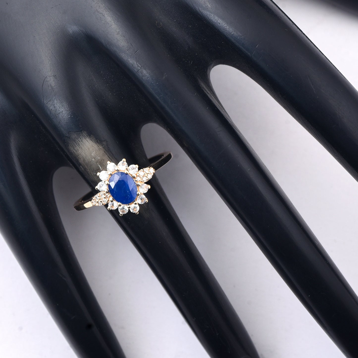 0.99 Ct Oval Mixed Cut Natural Sapphire 14K Gold Ring