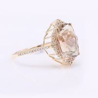 4.50 Ct Cushion Mixed Cut Natural Sunstone 14K Gold Ring