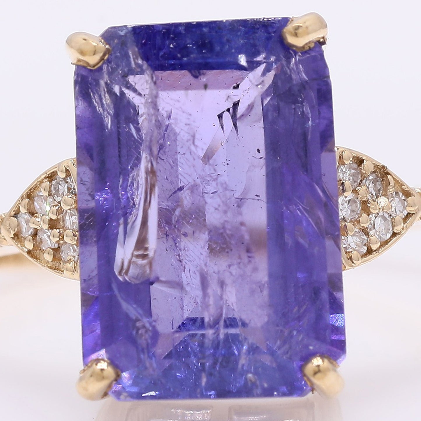 4.92 Ct Octagon Step Cut Natural Tanzanite 14K Gold Ring