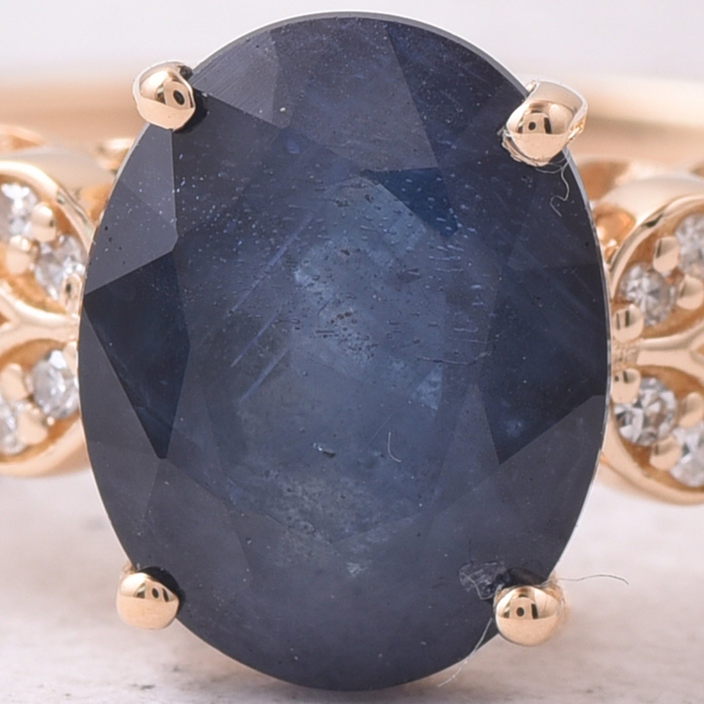 2.57 Ct Oval Mixed Cut Natural Sapphire 14K Gold Ring