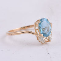 1.14 Ct Oval Natural Aquamarine 14K Gold Ring
