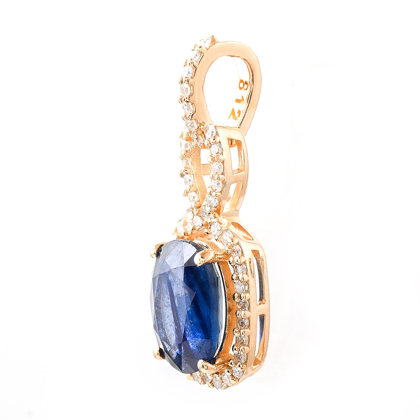 1.76 Ct Oval Mixed Cut Natural Sapphire 14K Gold Pendant
