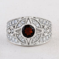 3.45 Ct Round Garnet 925 Sterling Silver Ring