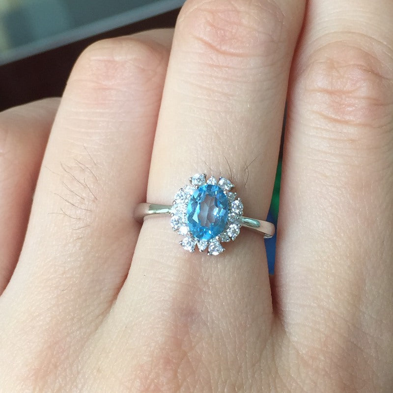 Blue Topaz 925 Sterling Silver Ring