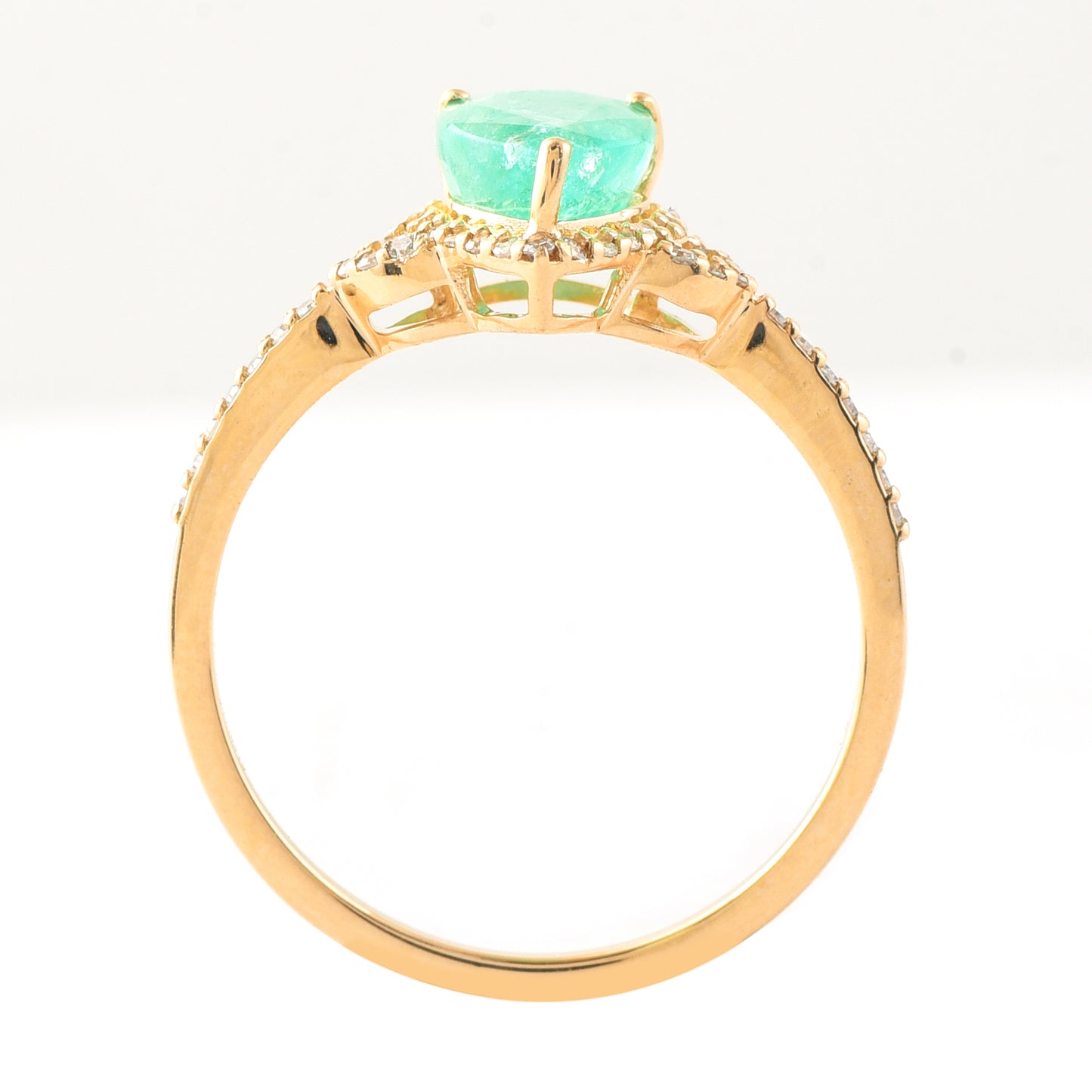 1.43 Ct Pear Mixed Cut Natural Emerald 14K Gold Ring