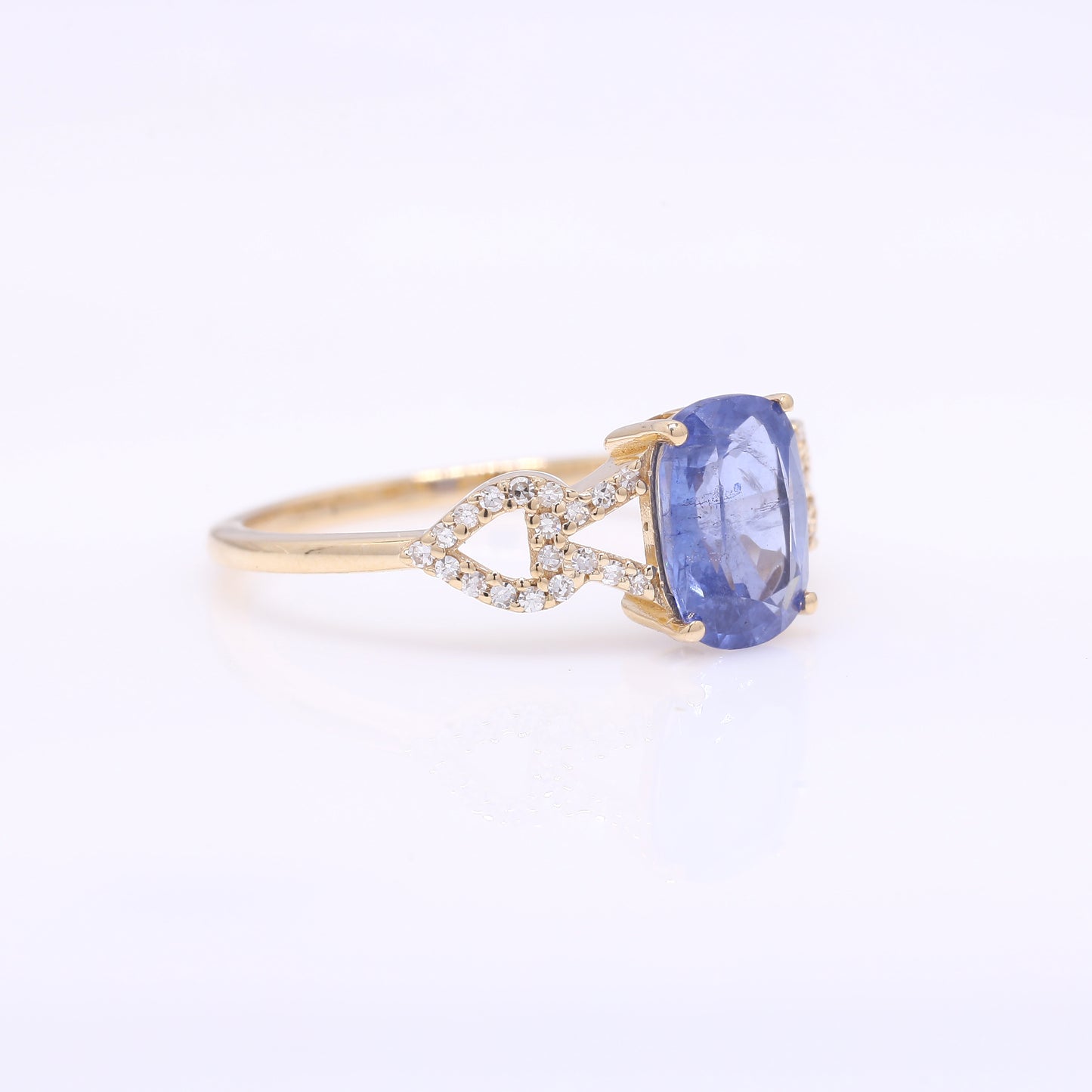 1.88 Ct Cushion Mixed Cut Natural Sapphire 14K Gold Ring