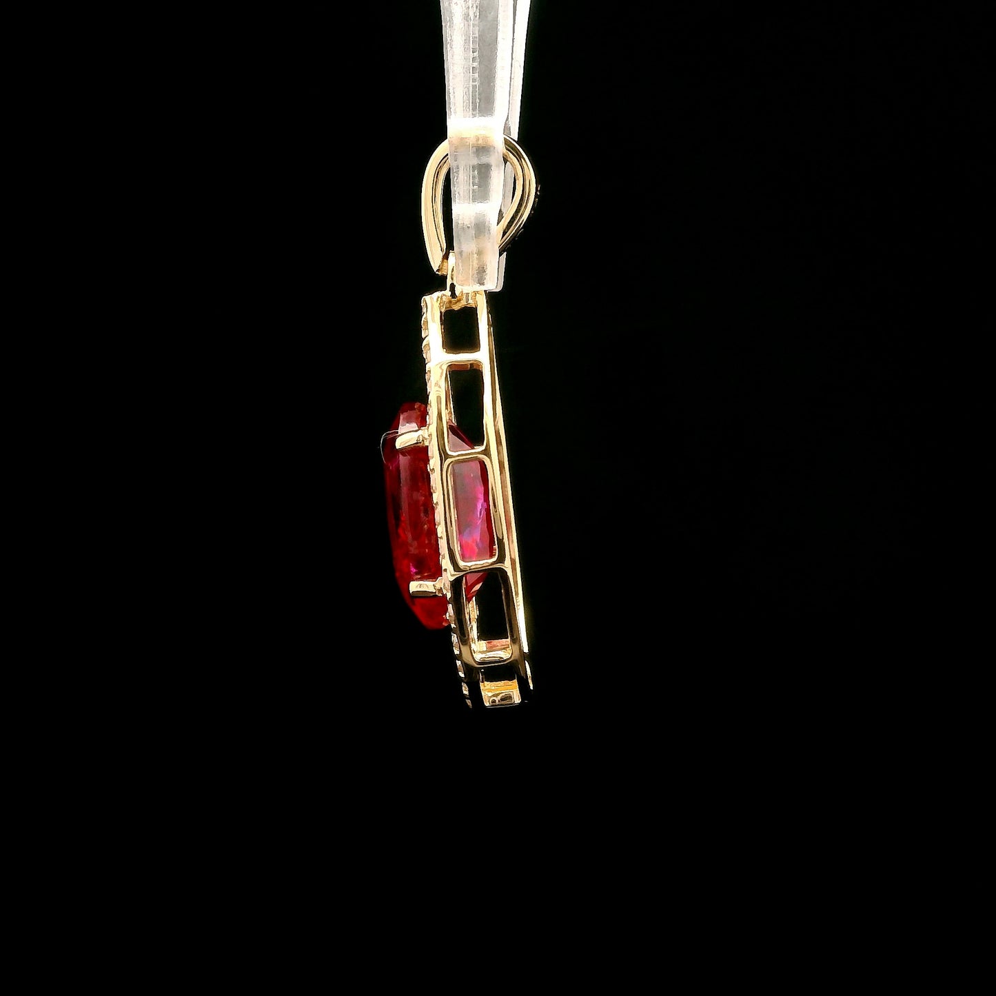 2.40 Ct Oval Mixed Cut Lab Grown Ruby 14K Gold Pendant