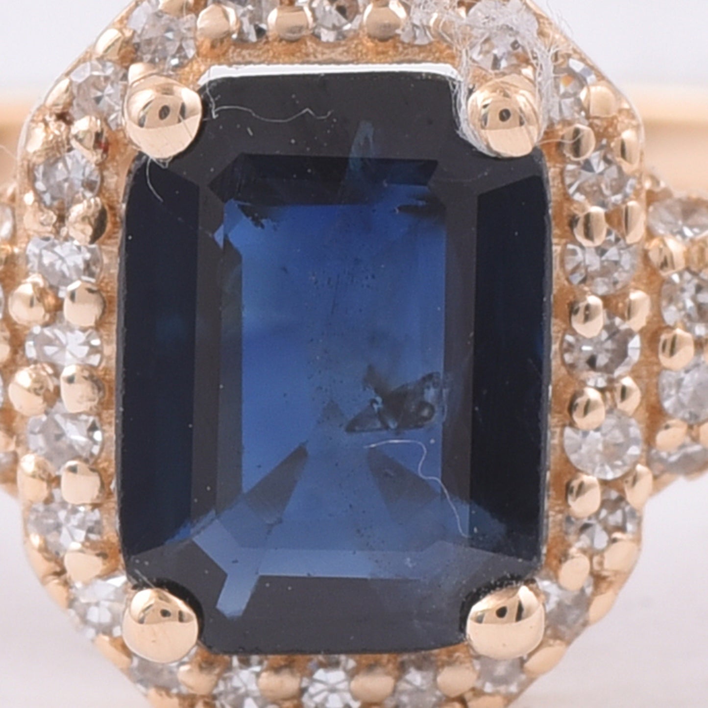 1.08 Ct Octagon Step Cut Natural Sapphire 14K Gold Ring