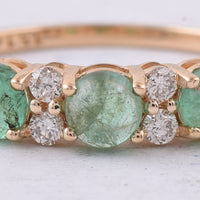 0.99 Ct Round Cabochon Cut Natural Emerald 14K Gold Ring