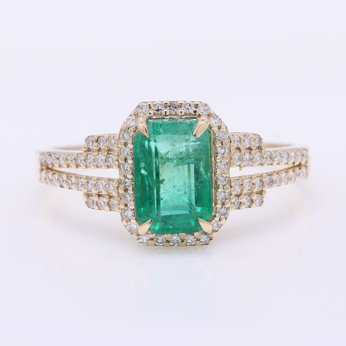 1.61 Ct Octagon Step Cut Natural Emerald 14K Gold Ring