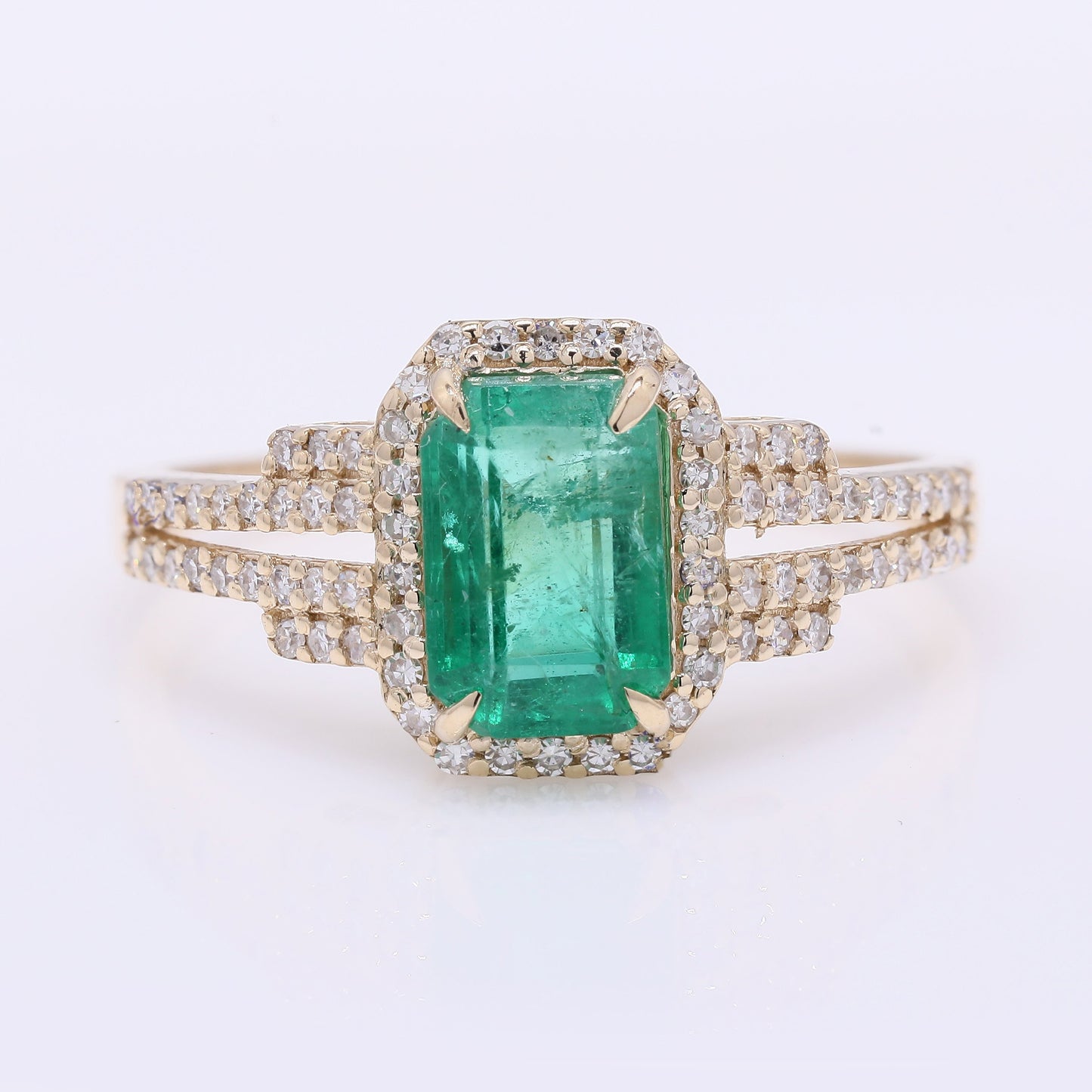 1.61 Ct Octagon Step Cut Natural Emerald 14K Gold Ring