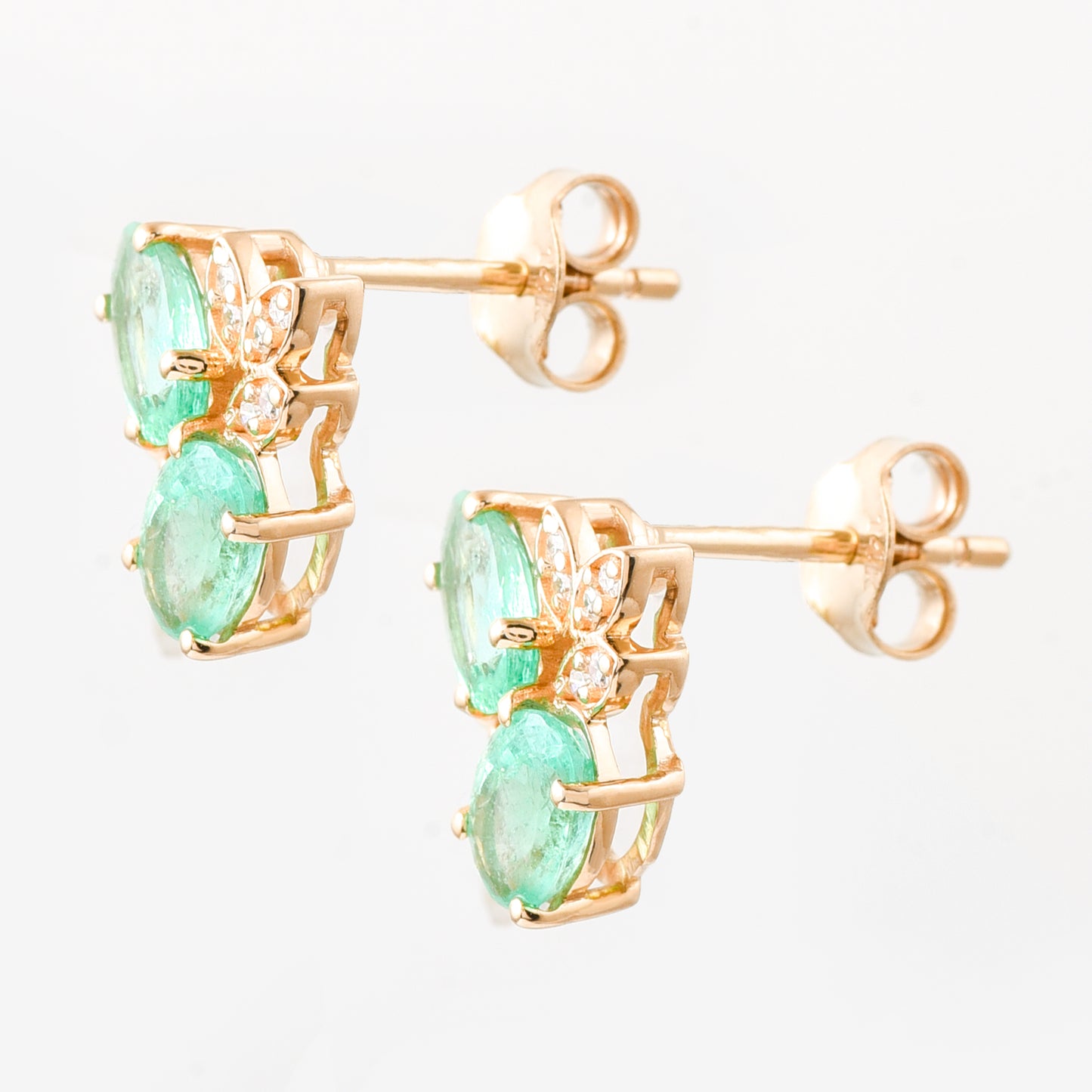 1.50 Ct Oval Mixed Cut Natural Emerald 14K Gold Earrings