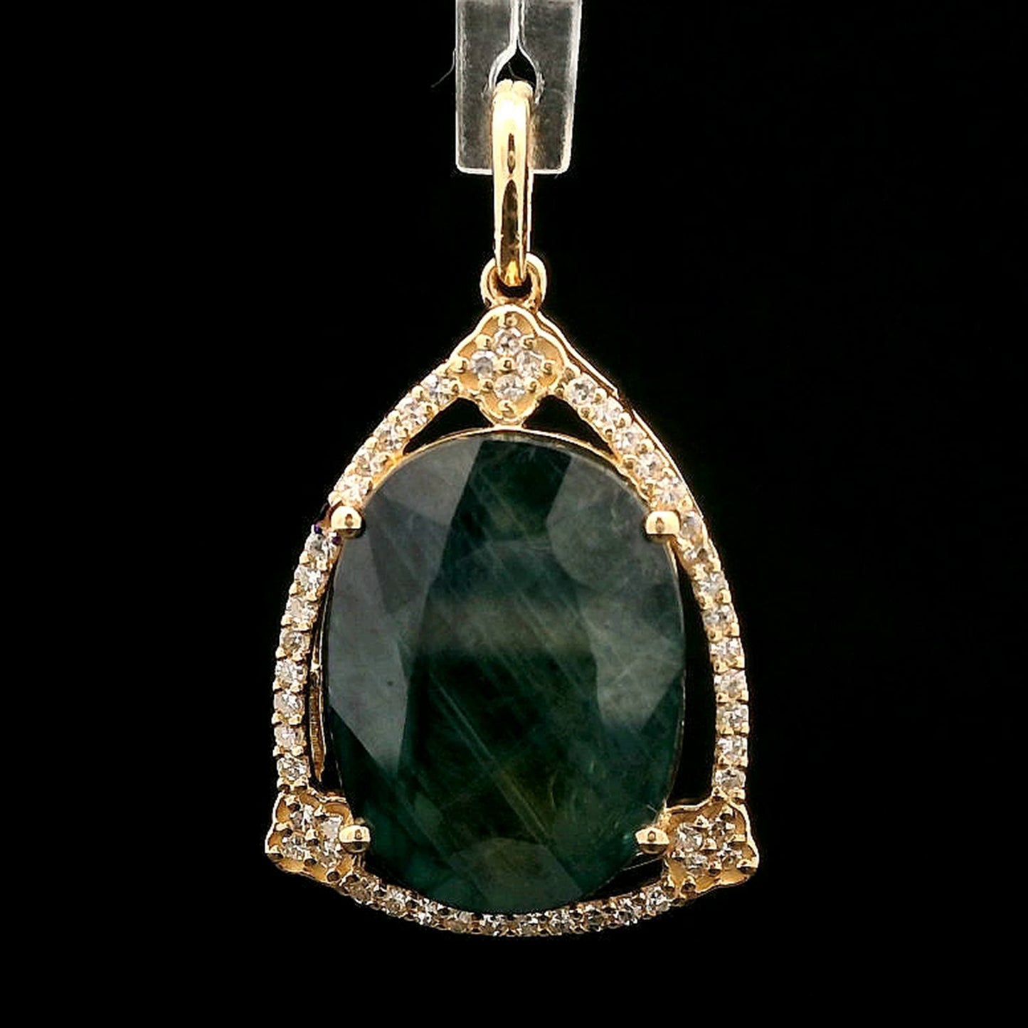 9.16 Ct Oval Mixed Cut Natural Sapphire 14K Gold Pendant
