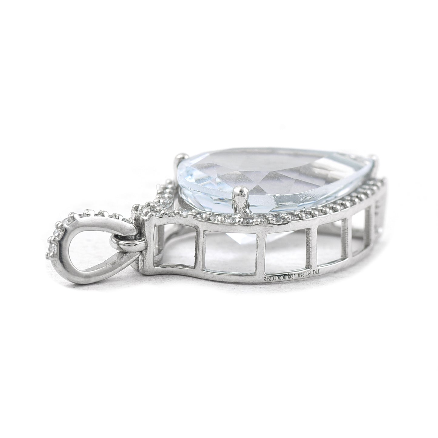 3.88 Ct Pear Mixed Cut Natural Aquamarine 950 Platinum Pendant