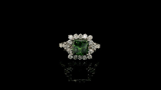 2.03 Carats Green Lab Grown Diamond 14K Gold Ring