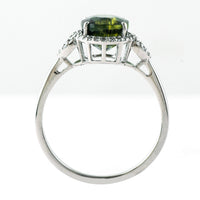 3.27 Ct Oval Mixed Cut Natural Green Sapphire 950 Platinum Ring