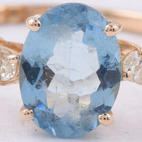 1.25 Ct Oval Natural Aquamarine 14K Gold Ring