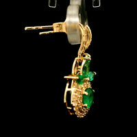 1.14 Ct Round Emerald 14K Gold Earrings