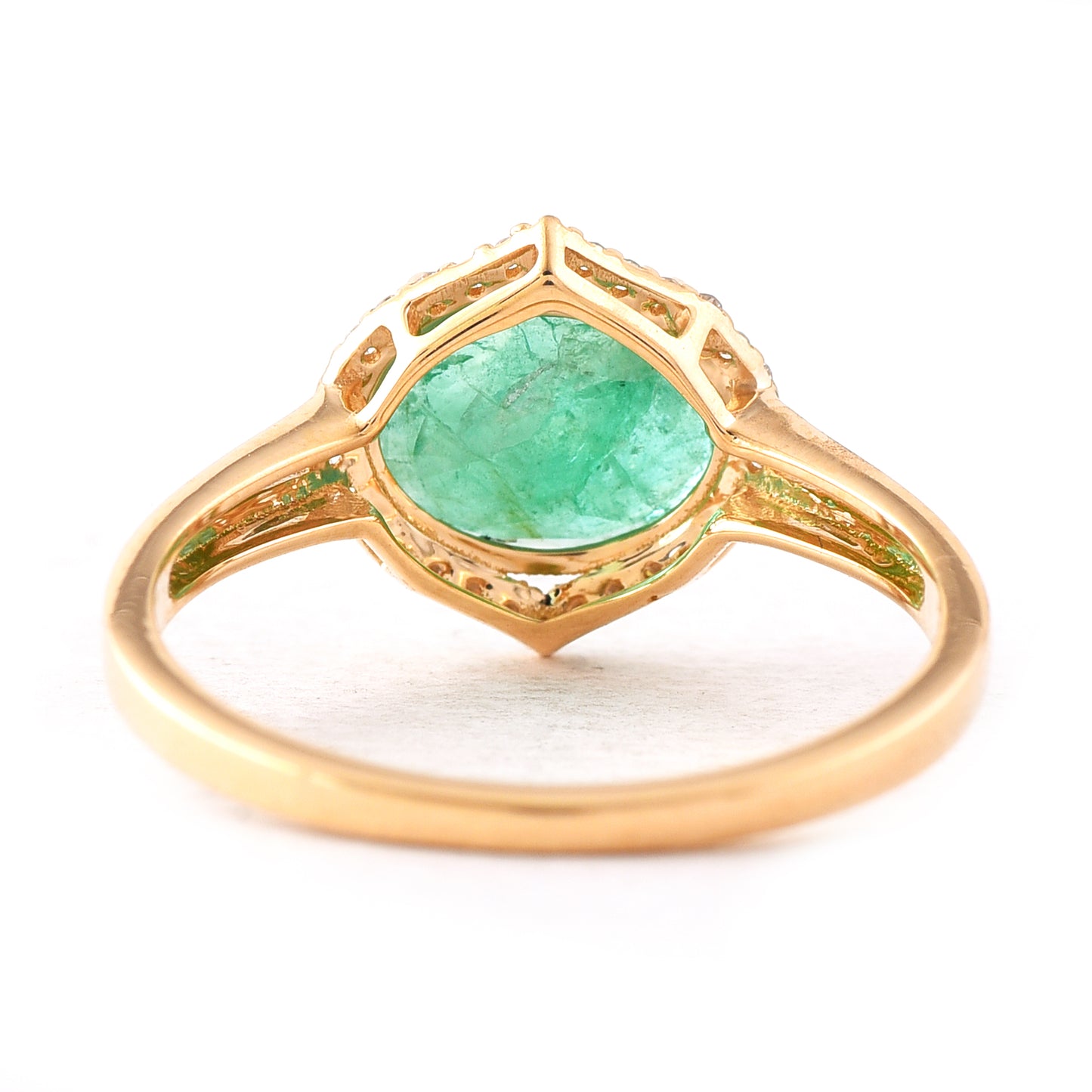 1.49 Ct Oval Mixed Cut Natural Emerald 14K Gold Ring