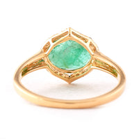 1.49 Ct Oval Mixed Cut Natural Emerald 14K Gold Ring