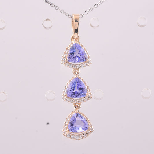 1.59 Ct Trillion Tanzanite 9K Gold Pendant