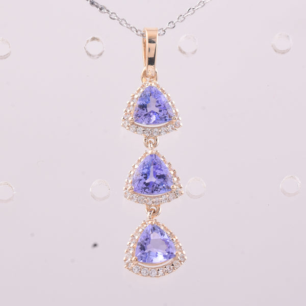1.59 Ct Trillion Tanzanite 9K Gold Pendant