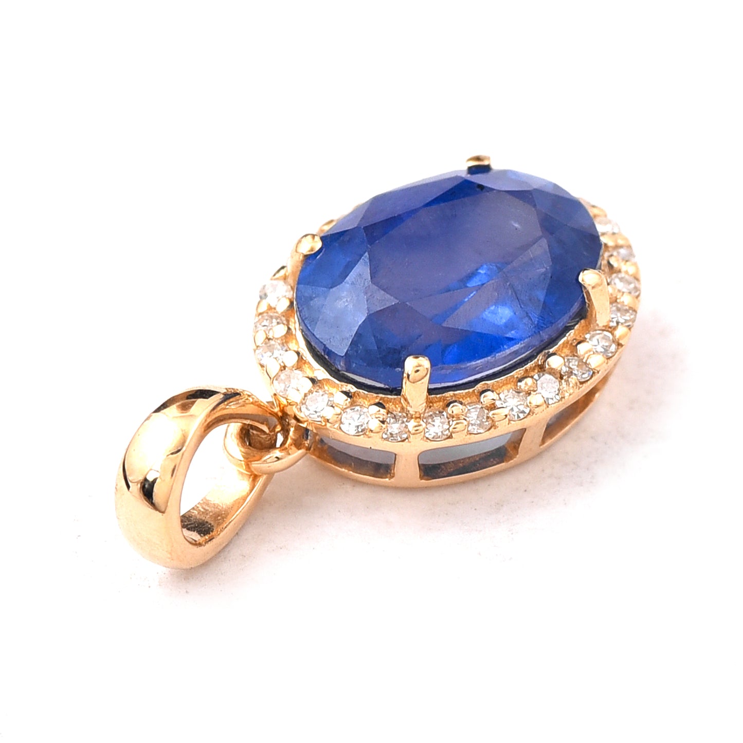 2.05 Ct Oval Mixed Cut Natural Sapphire 14K Gold Pendant