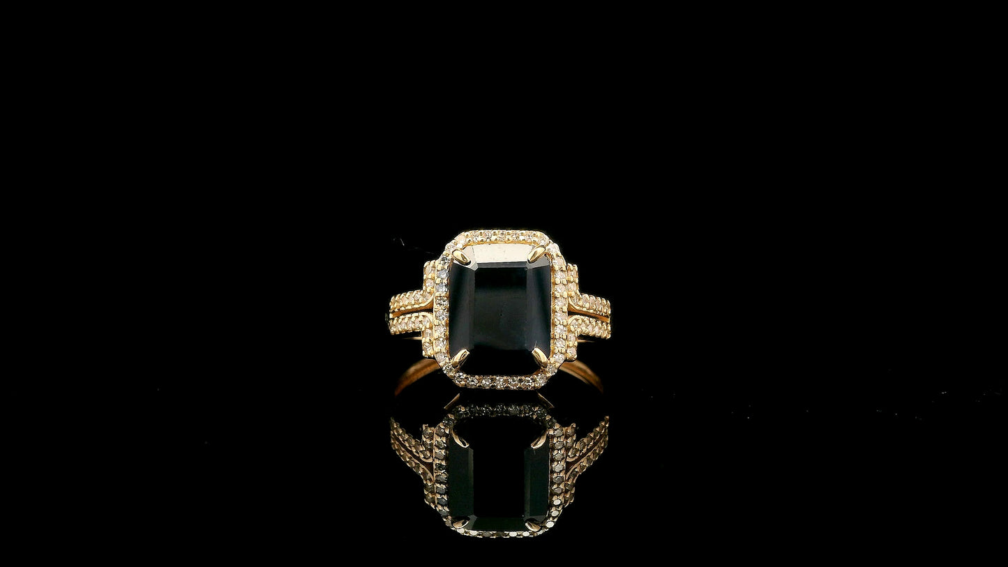 3.01 Ct Octagon Natural Sapphire 14K Gold Ring