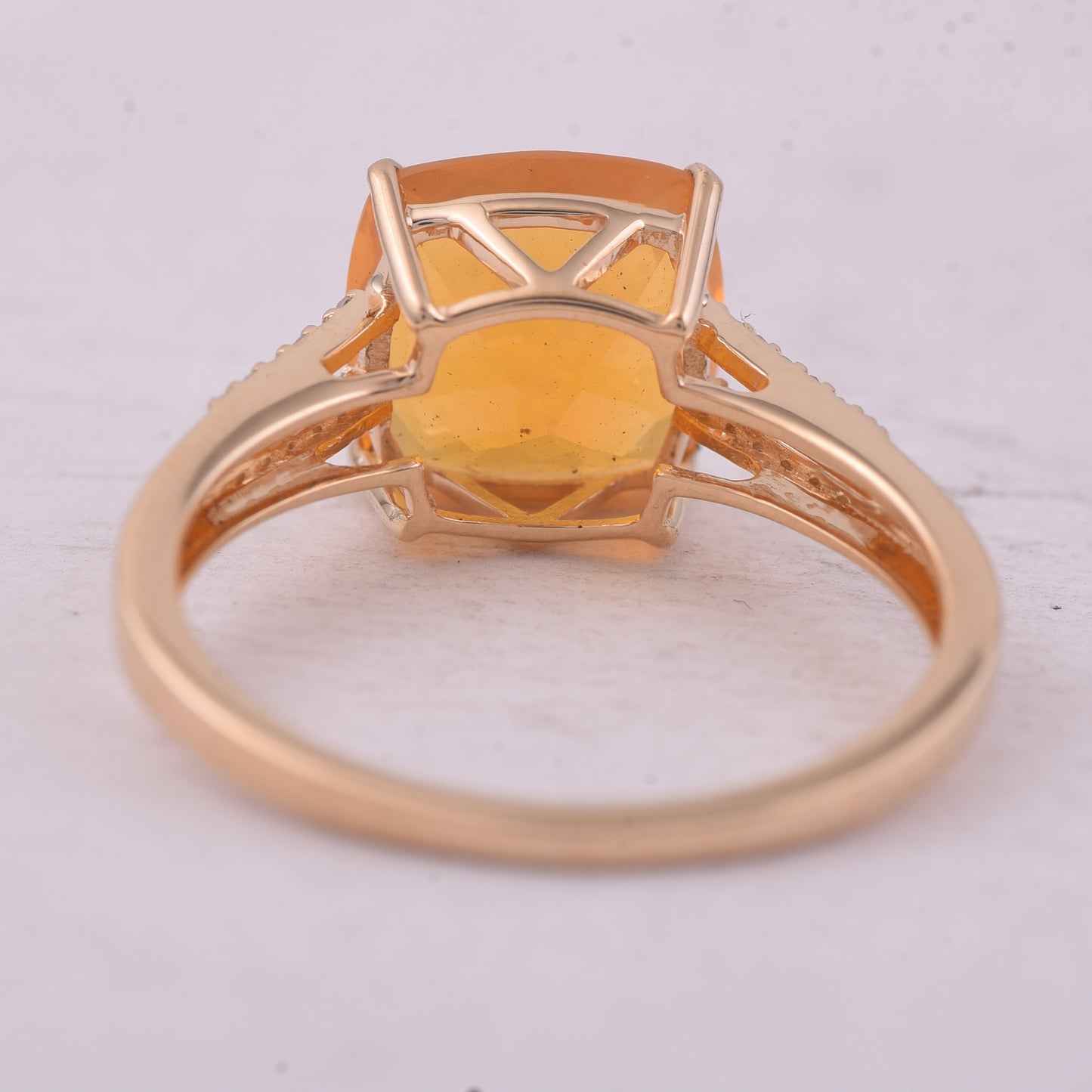 2.12 Ct Cushion Mixed Cut Natural Fire Opal 14K Gold Ring