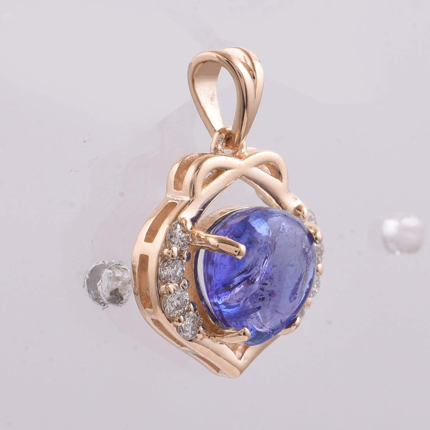 2.53 Ct Fancy Cabochon Cut Natural Tanzanite 14K Gold Pendant