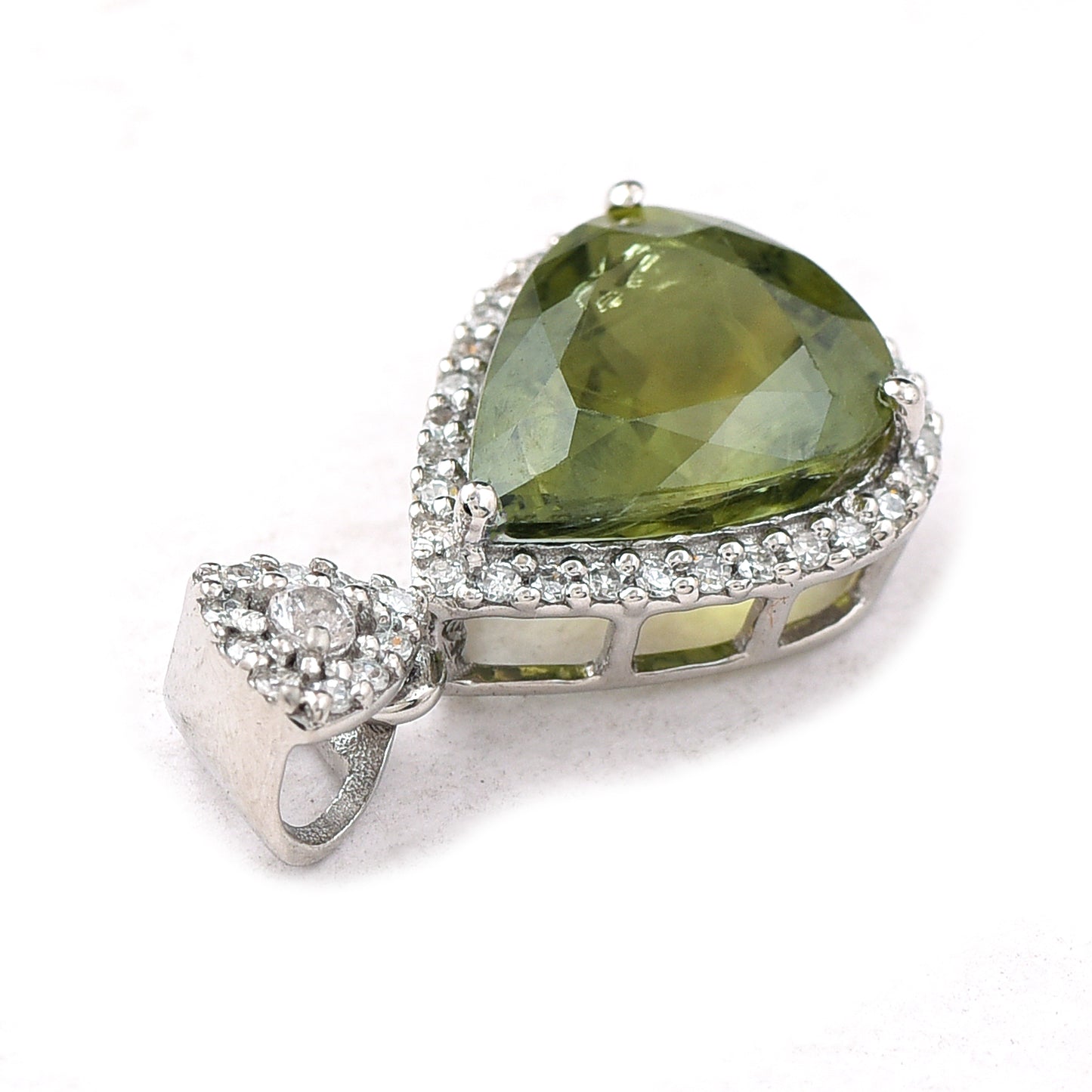 3.06 Ct Pear Mixed Cut Natural Green Sapphire 950 Platinum Pendant