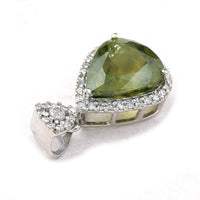 3.06 Ct Pear Mixed Cut Natural Green Sapphire 950 Platinum Pendant