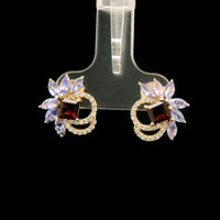 1.66 Ct Square Rubellite 14K Gold Earrings