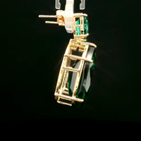 25.12 Ct Fancy Mixed Cut Lab Grown Emerald 14K Gold Earrings