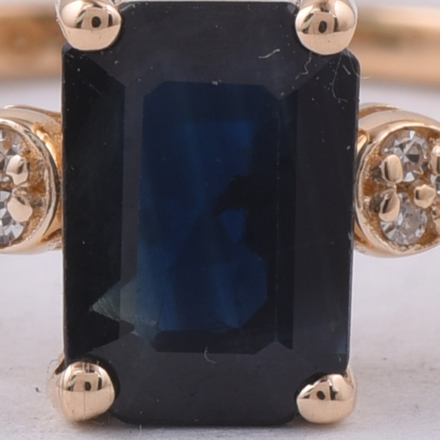 1.30 Ct Octagon Step Cut Natural Sapphire 14K Gold Ring